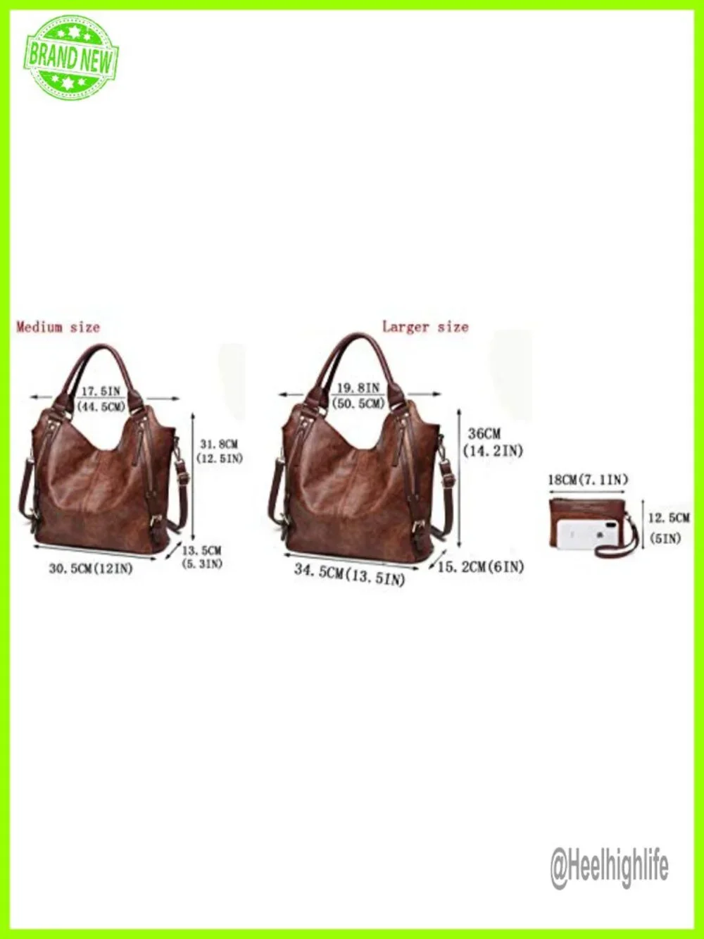 PU Leather Hobo Shoulder Bag Tote with Adjustable Strap